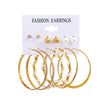 Fashion Butterfly Inlaid Pearl Alloy Geometric Hoop Earrings Six-piece Set