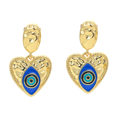 Hip-pop-style Colorful Dripping Oil Devil's Eye Copper Earrings Wholesale