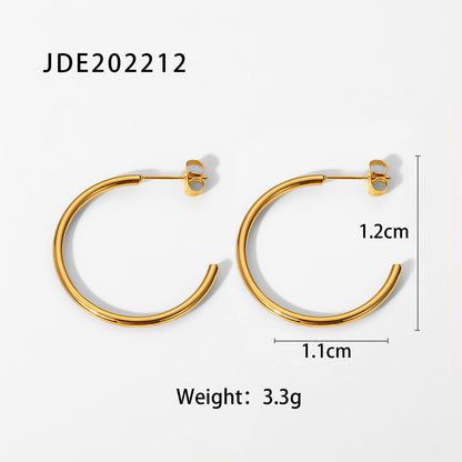 Simple 30mm18k Gold Stainless Steel C-type Women's Earrings