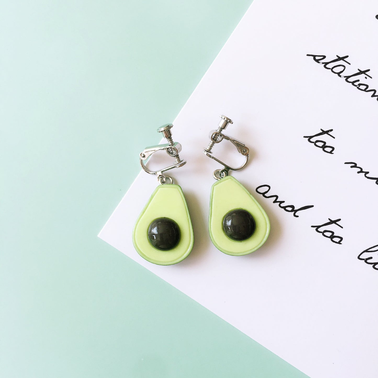 Summer Avocado Cute Simulation Fruit Hairpin Necklace Earrings