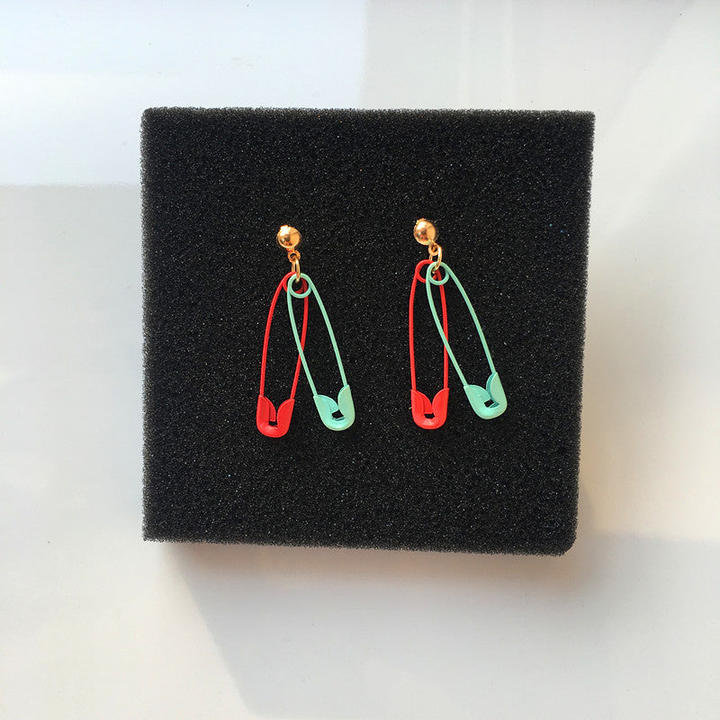 Cute Solid Color Paper Clip Pendant Earrings