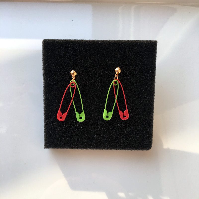 Cute Solid Color Paper Clip Pendant Earrings