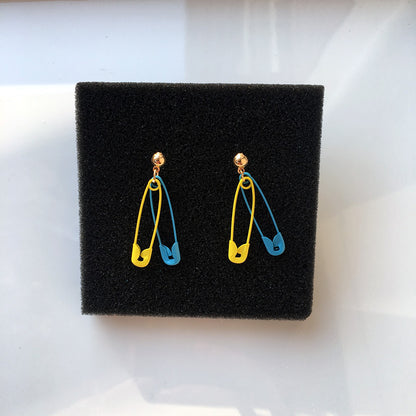 Cute Solid Color Paper Clip Pendant Earrings