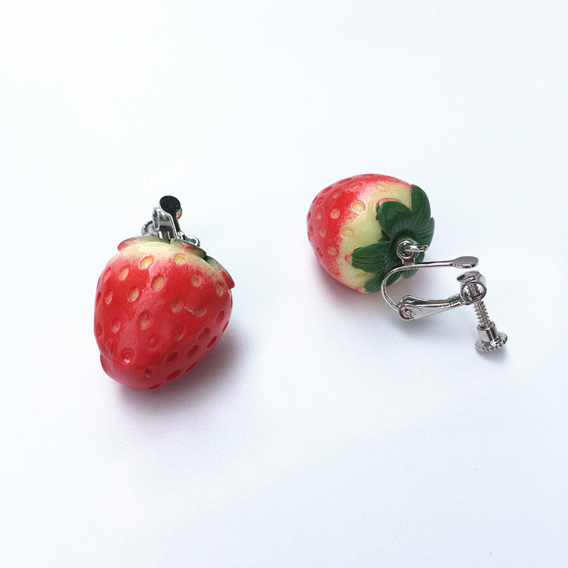 Fashion Hand-made Cartoon Fun Strawberry Earrings