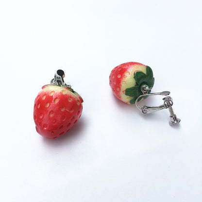 Fashion Hand-made Cartoon Fun Strawberry Earrings