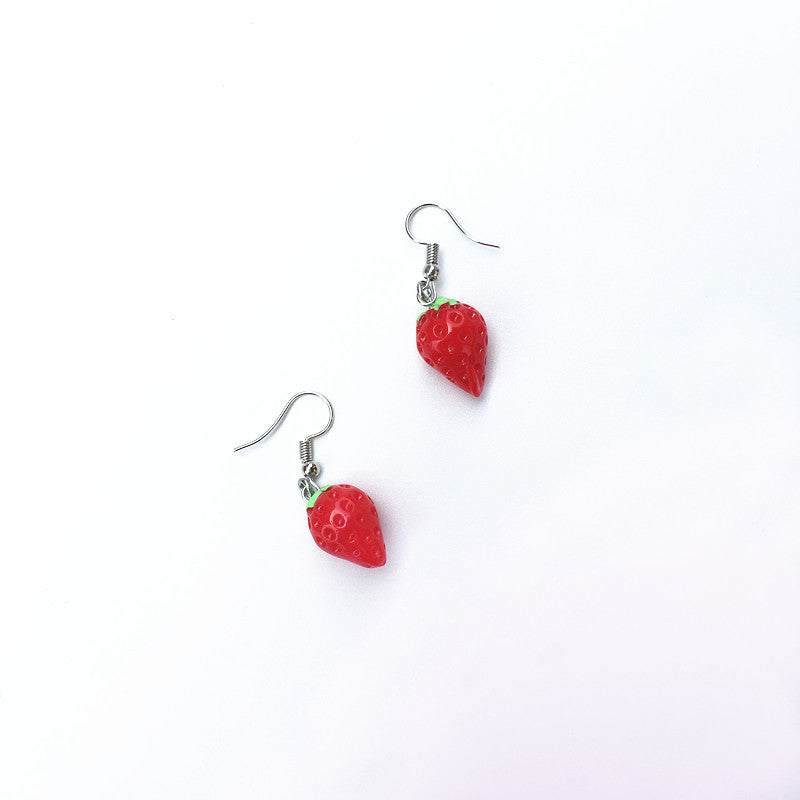 Fashion Hand-made Cartoon Fun Strawberry Earrings