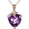 Heart-shaped Amethyst Pendant Necklace Four-leaf Clover Bracelet Amethyst Earrings Set