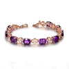 Heart-shaped Amethyst Pendant Necklace Four-leaf Clover Bracelet Amethyst Earrings Set