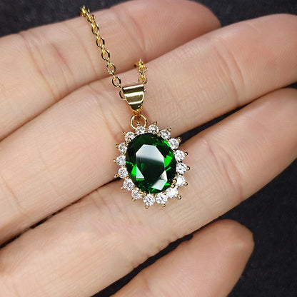 Fashion Imitation Green Tourmaline Jewelry Set Emerald Three-piece Jewelry