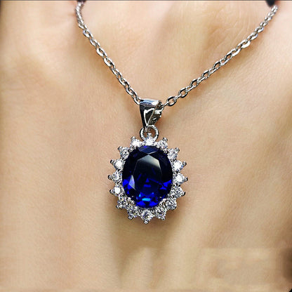 Wholesale Fashion Imitation Blue Crystal Sapphire Sunflower Jewelry Set