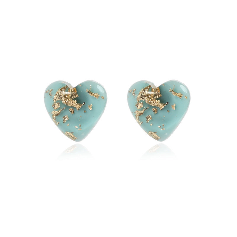 Simple Style Heart Shape Resin Ear Studs