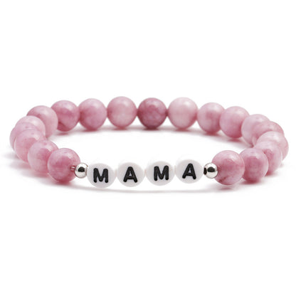 Simple Natural Stone Plus Color Mama Beaded Bracelet Mother's Day Female