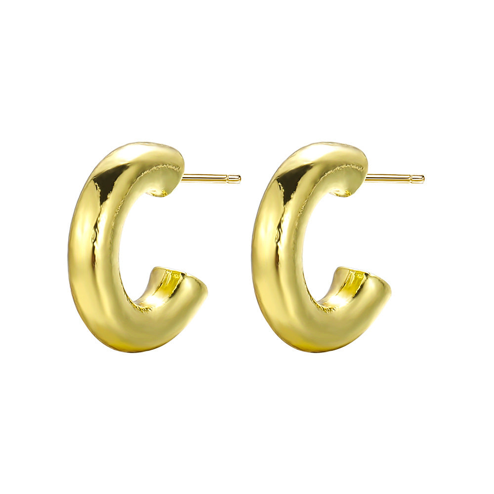 Ins Style C Shape Plating Metal No Inlaid Earrings