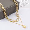 Fashion Hip-hop Heart-shaped Titanium Steel Thick Chain Double-layer Clavicle Chain