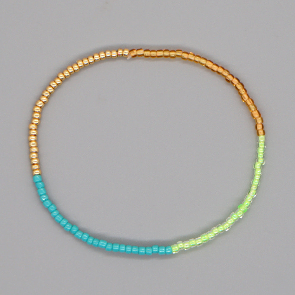 Simple Bohemian Double Color Matching Beads Stacked Bracelet