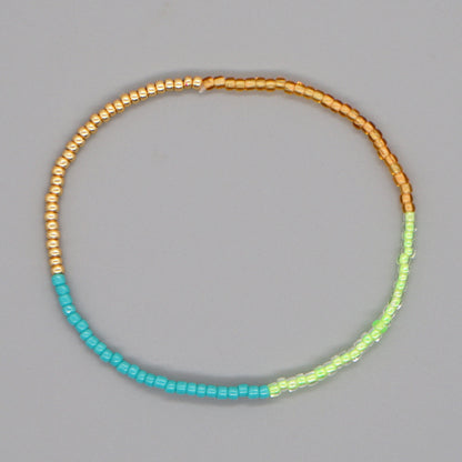 Simple Bohemian Double Color Matching Beads Stacked Bracelet