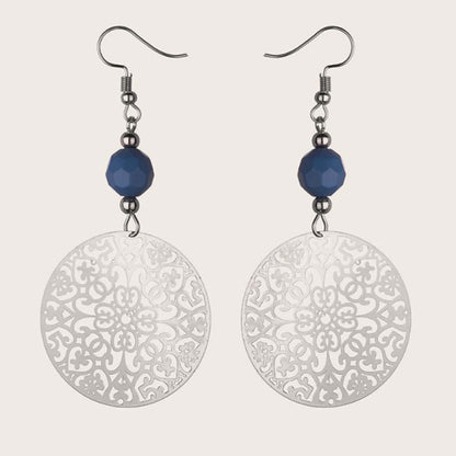 Fashion Jewelry Disc Cutout Beads Alloy Earrings