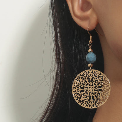 Fashion Jewelry Disc Cutout Beads Alloy Earrings