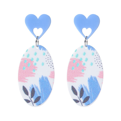 Fashion Irregular Geometric Resin Abstract Graffiti Cartoon Pattern Earrings