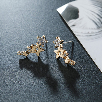 Simple Fashion Zircon Star Ear Clip Geometric Diamond Metal Earrings Wholesale