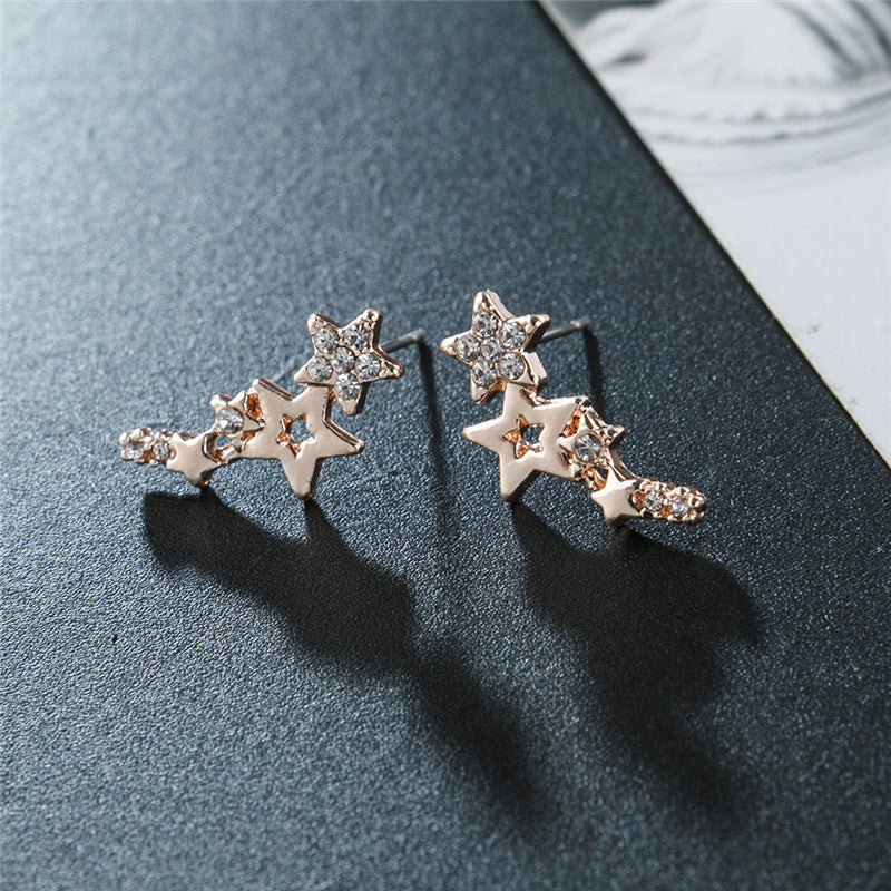 Simple Fashion Zircon Star Ear Clip Geometric Diamond Metal Earrings Wholesale