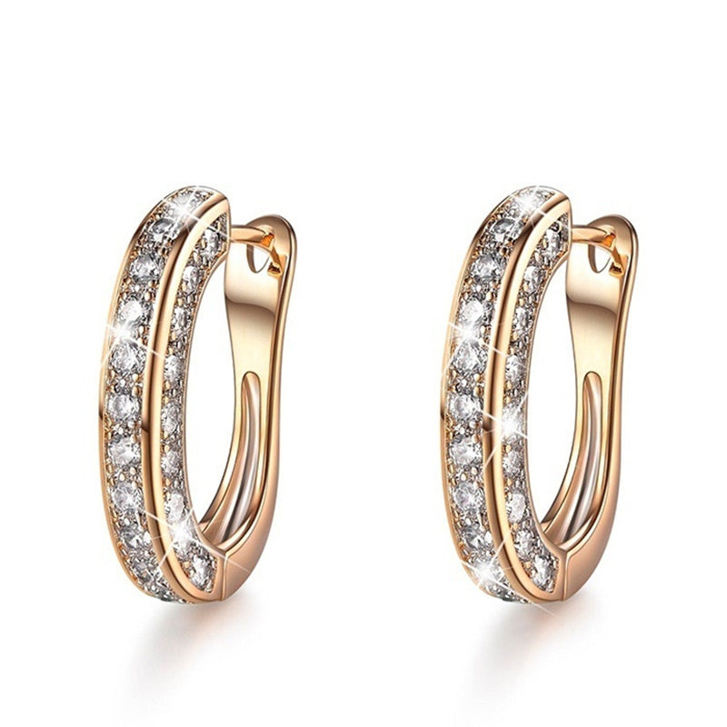 Fashion Geometric Alloy Artificial Diamond Hoop Earrings