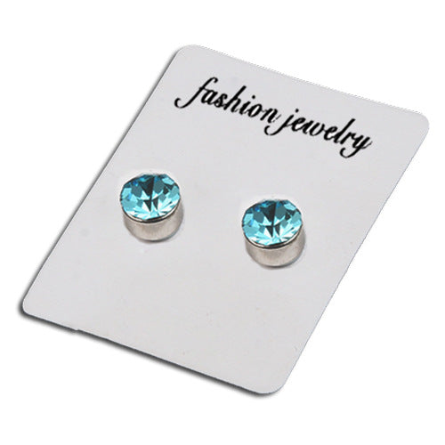 Fashion Color Diamond Stainless Steel Magnetic Earrings