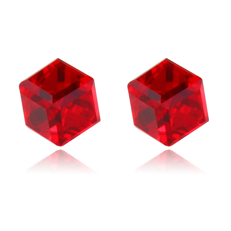 Fashion Cube Color Zircon Magnetic Earrings