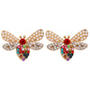 New Creative Insect Bee Full Diamond Stud Earrings