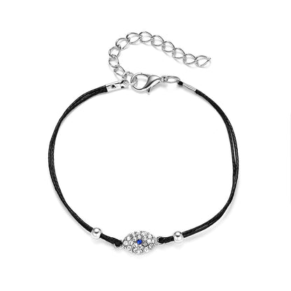 Blue Eye Fashion Flower Crystal Pearl Bead Alloy Bracelet