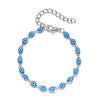 Blue Eye Fashion Flower Crystal Pearl Bead Alloy Bracelet