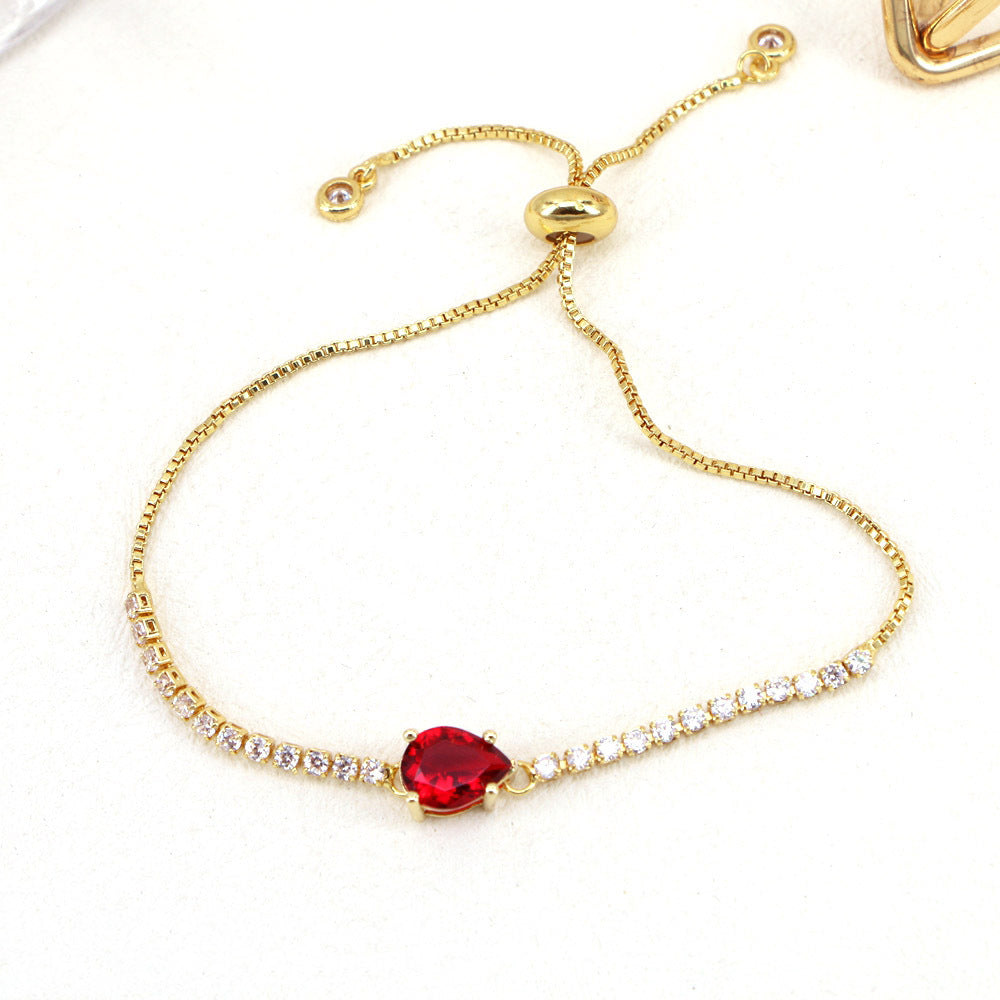 New Simple Copper 18k Gold-plated Color Zirconium Droplet Bracelet