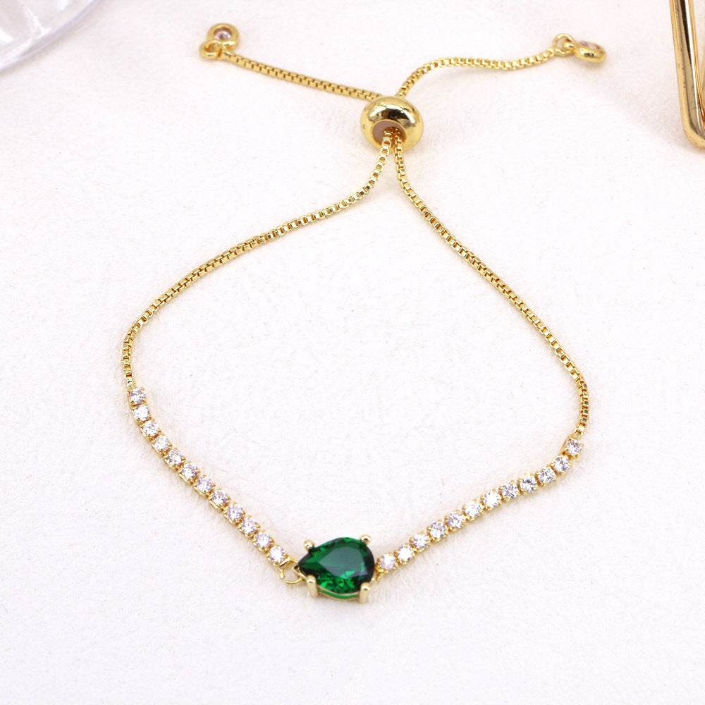 New Simple Copper 18k Gold-plated Color Zirconium Droplet Bracelet