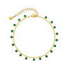 New Copper 18k Gold Plated Inlaid Green Zircon Anklet