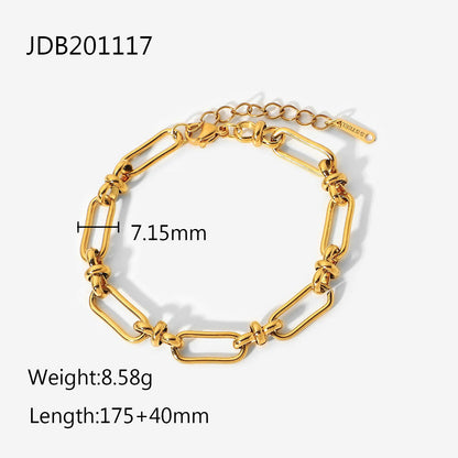 Simple Hollow Chain Cross Buckle 18k Gold-plated Stainless Steel Bracelet