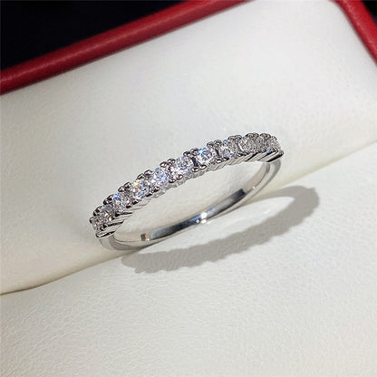 Fashion New Full Circle Full Inlaid Zircon Platinum Plated Copper Ring