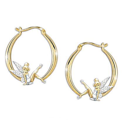 New Cross-border Jewelry Flower Fairy Gold Diamond Earrings Female European And American Fashion Elf Lady Earrings