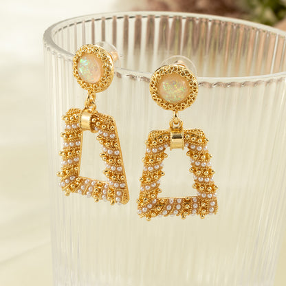 Fashion Golden Creative Three-dimensional Geometric Alloy Earrings Female