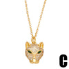 New Hip-hop Copper Inlaid Zircon Leopard Head Pendant Necklace