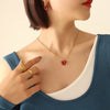 Fashion Hollow Titanium Steel Necklace Dripping Oil Heart Earring