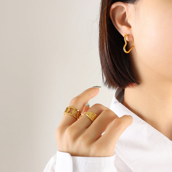 Heart Plating Titanium Steel No Inlaid Earrings