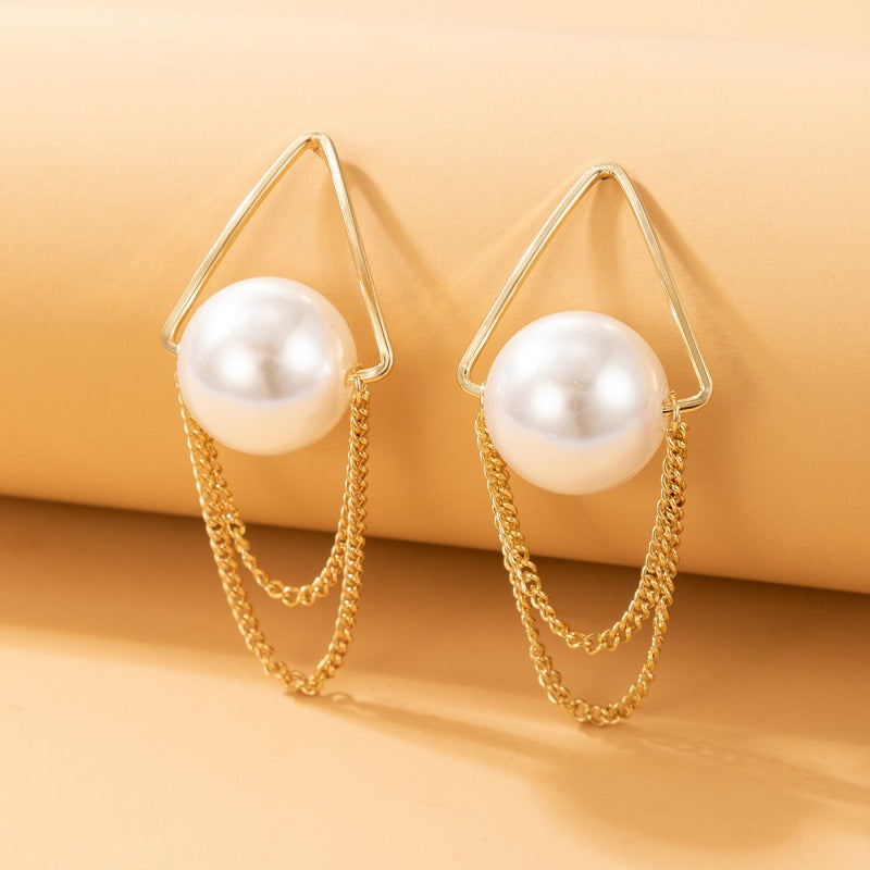 Fashion Pearl Five-pointed Star Branch Snowflake Tassel Earrings