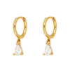 New Water Drop Zircon Earrings Fashion Copper Plated 14k Gold Piercing Jewelry