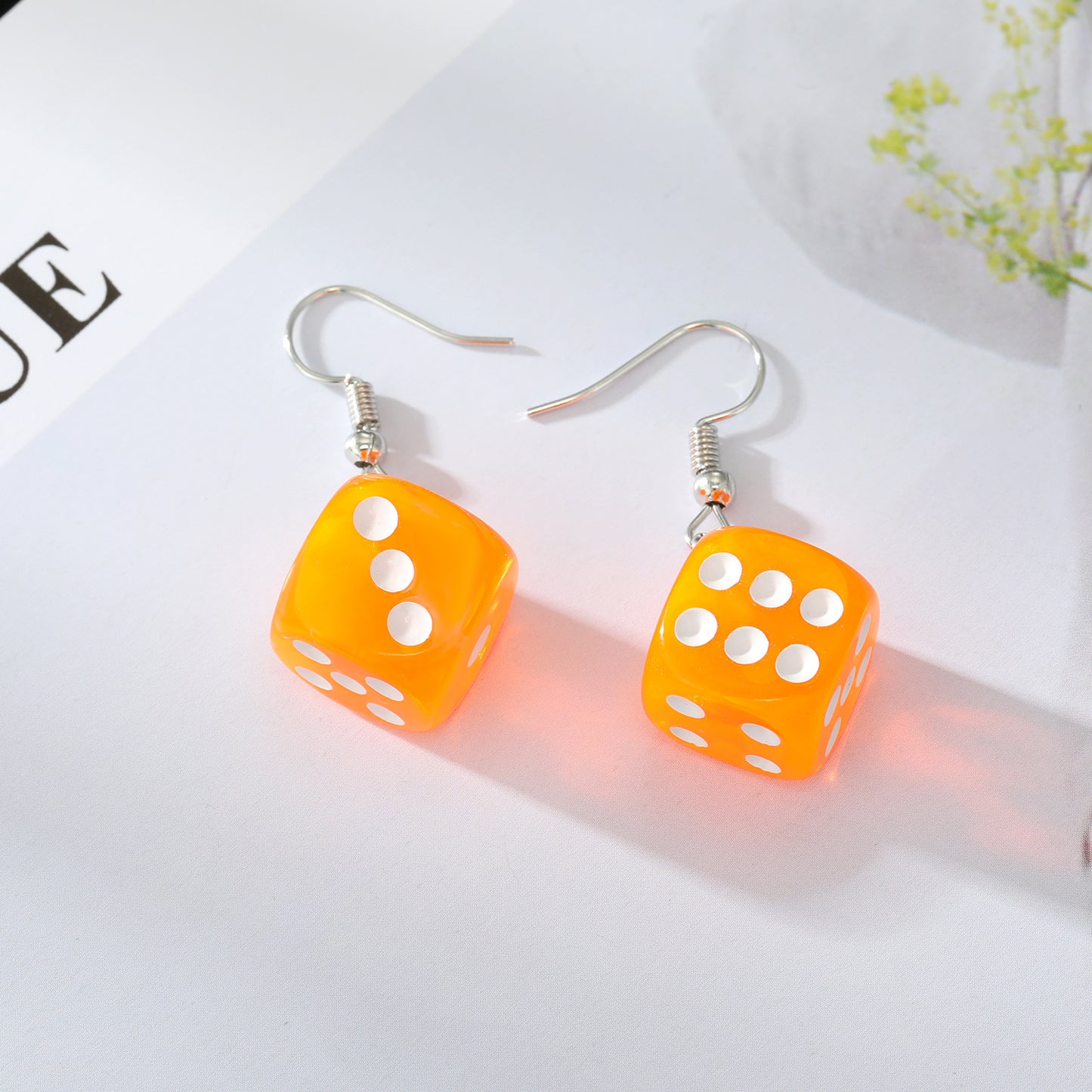 Fashion Ornament New Dice Resin Earrings