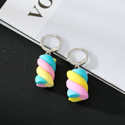 Ornament New Creative Cotton Candy Colorful Geometric Resin Earrings