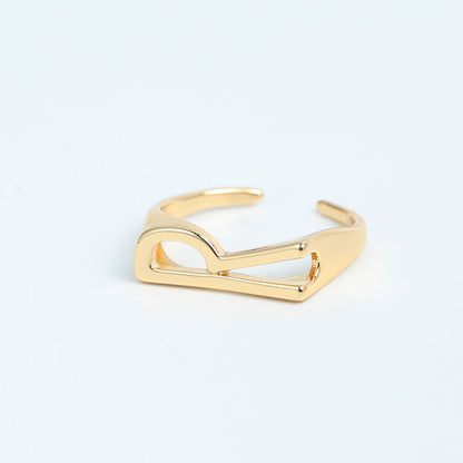 Simple Style Letter Copper Plating Gold Plated Open Ring