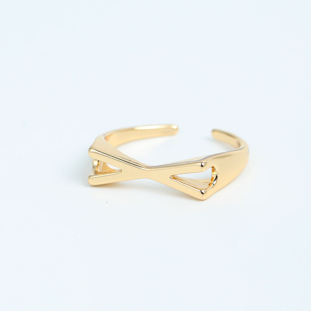 Simple Style Letter Copper Plating Gold Plated Open Ring