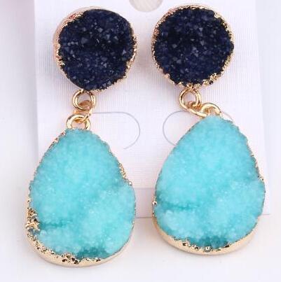 Womens Geometric Plastic Natural Stone  Resin Earrings Go190430120125