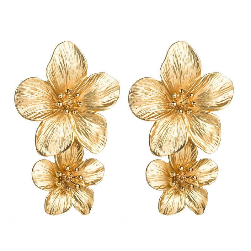 Fashion Double Flower Earrings Nhln143521