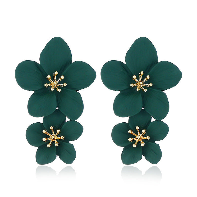 Fashion Double Flower Earrings Nhln143521